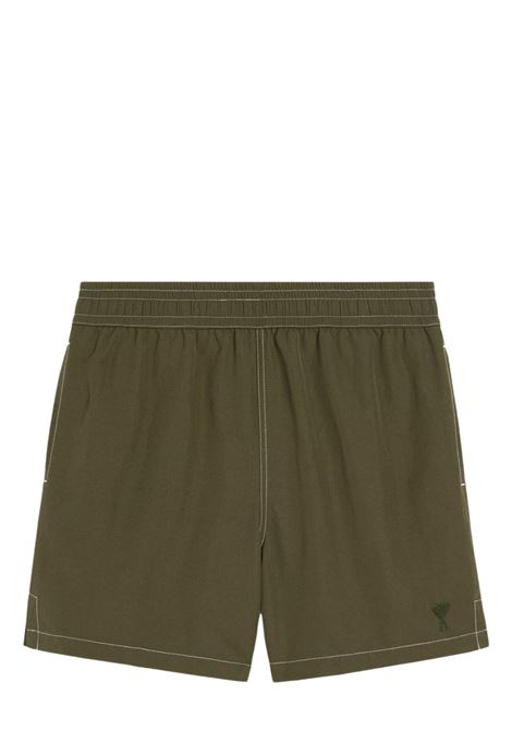 Green contrast-stitching swim shorts Ami paris - men AMI PARIS | HBW006PA0027376